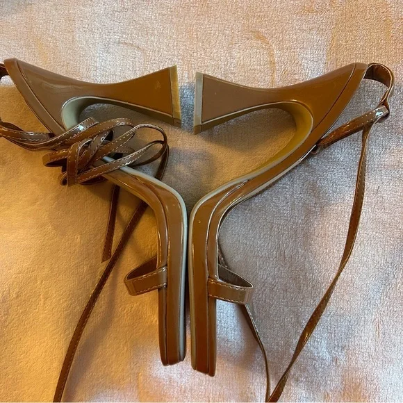 Steve Madden Lafayette Cognac lace up squared strappy heeled sandals size 8 - Picture 3 of 7